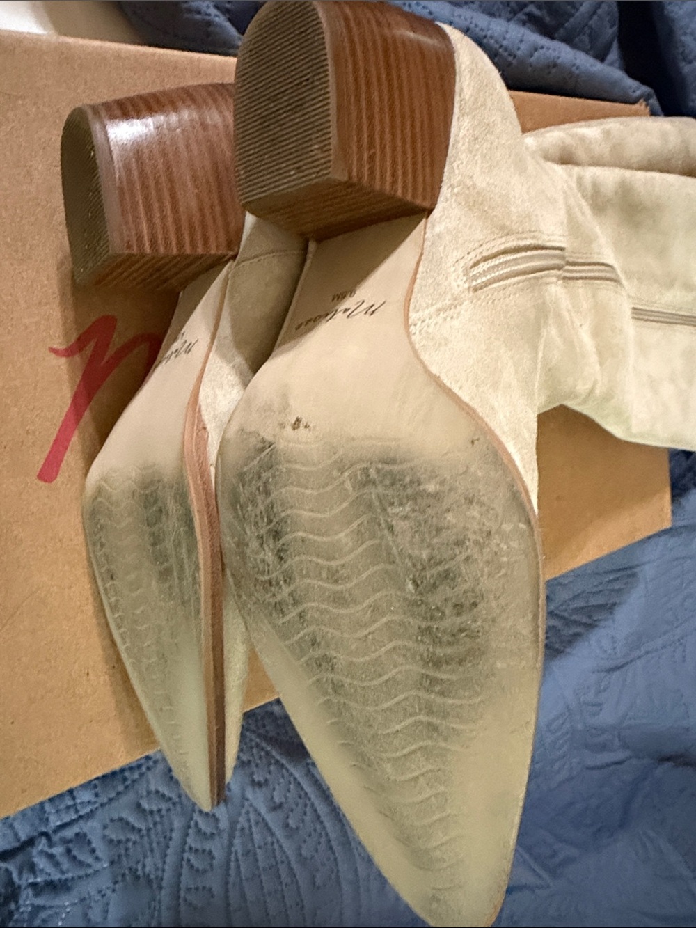 Matisse Oat Suede Knee Pointed-Toe Suede Boots - Picture 9 of 10